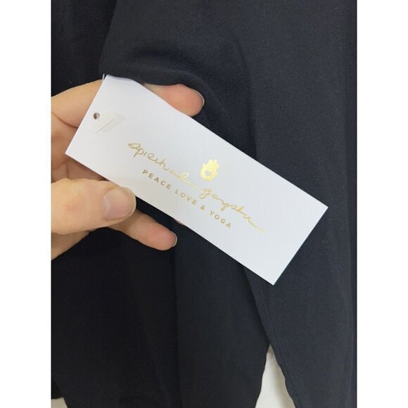 Spiritual gangster black crop top XS/S oversized long sleeve stretchy lounge E - Picture 3 of 5